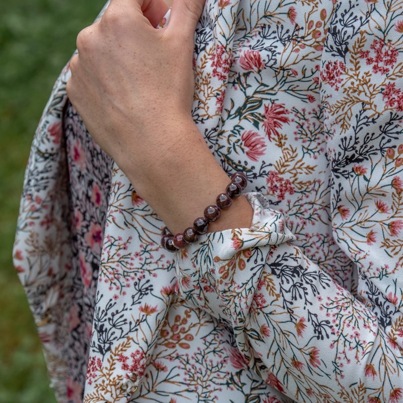 Bracelet kamelia pierres de grenat