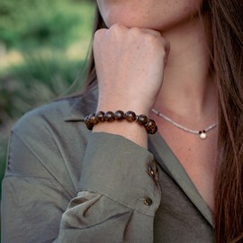 Bracelet kamelia pierres de bronzite