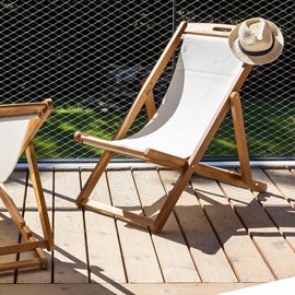 Lot de 2 transats fidgi en acacia écru