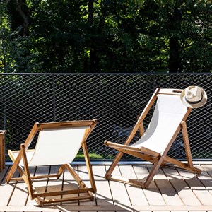 Lot de 2 transats fidgi en acacia écru