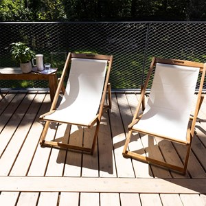 Lot de 2 transats fidgi en acacia écru