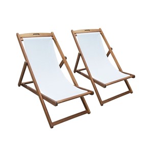 Lot de 2 transats fidgi en acacia écru