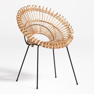 Fauteuil en rotin rond noir