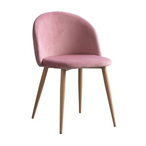 Chaise ronde velours rose clair