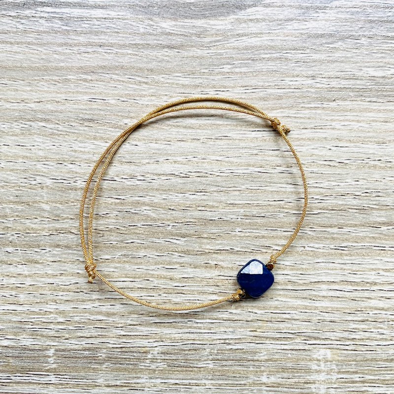 Ysie - Bracelet carrie lapis lazuli argent doré