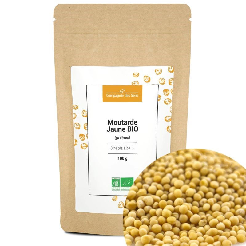 Graines de moutarde jaune bio - 100g - graines entières