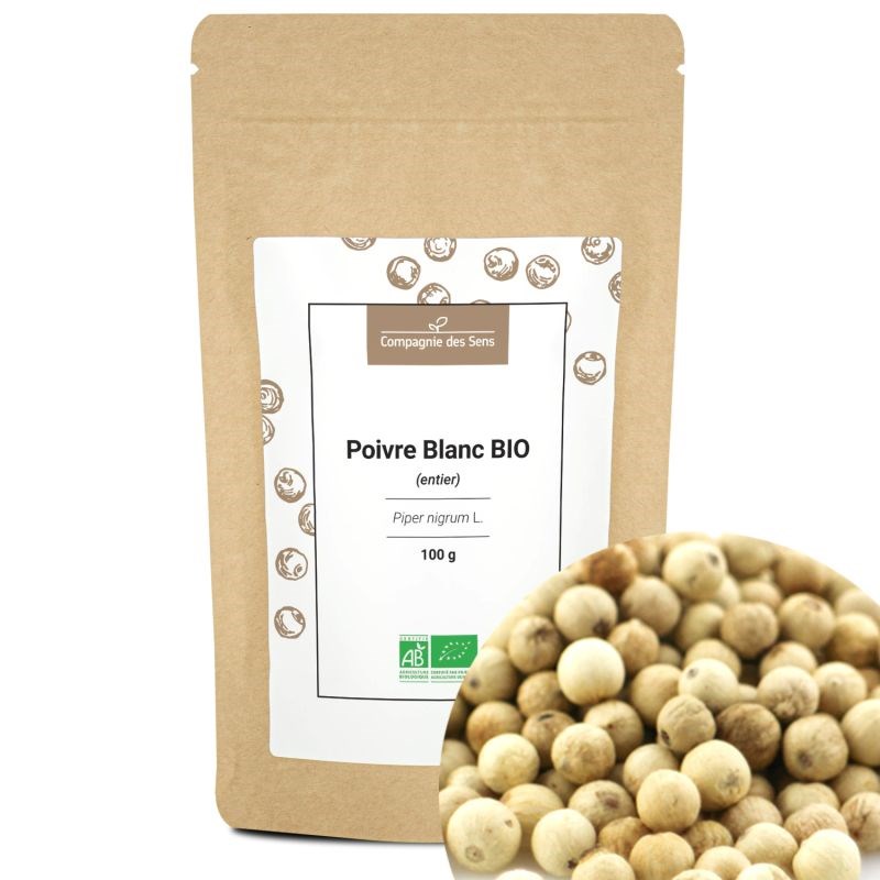 Poivre blanc bio - 100g - grains entiers