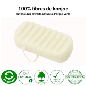 Éponge konjac argile verte pour le corps