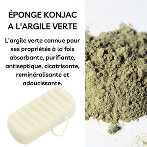 Éponge konjac argile verte pour le corps