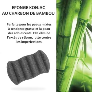 Éponge konjac corps charbon bambou