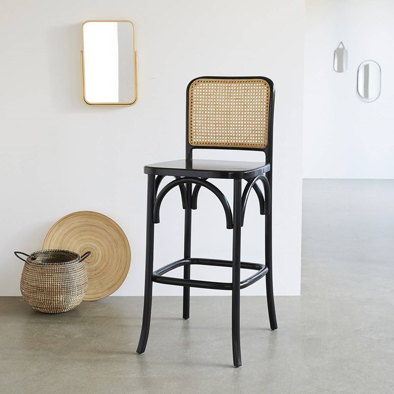 Berah Getah - Tabouret bar bois acajou cannage
