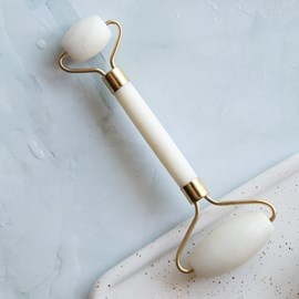 Rouleau massage en jade blanc + housse