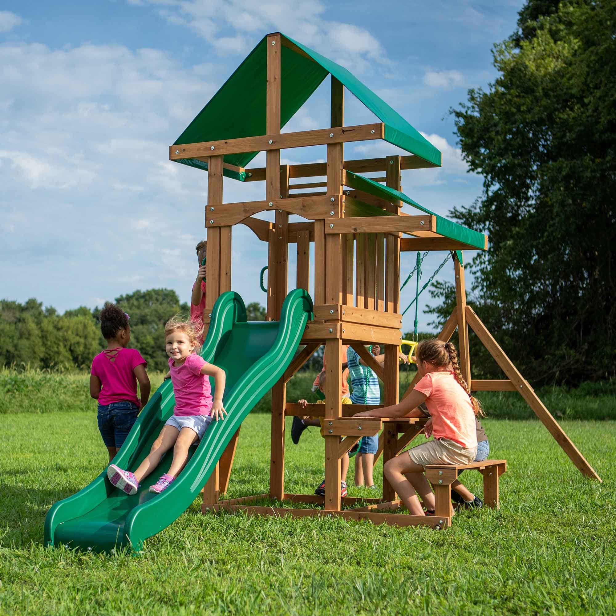 Anneaux de gymnastique en bois de cèdre pour aire de jeux – GetSet