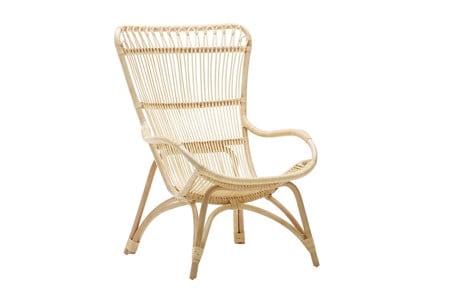 Fauteuil haut dossier en rotin naturel