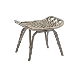 Repose-pieds en rotin taupe