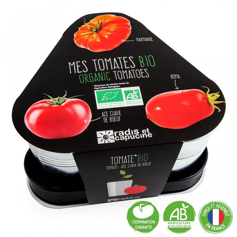 Radis Et Capucine - Plateau trio pots zinc - tomates bio