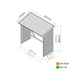 Abri-bûche en bois 203 x 114,5 x 221 cm memphis