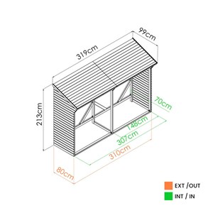 Abri-bûches en bois 213 x 100 x 319,5cm