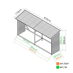 Abri-bûches en bois 203 x 114,5 x 410cm