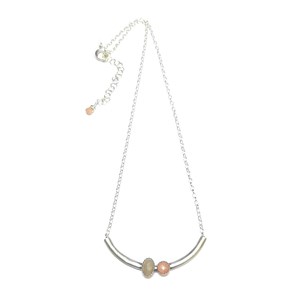 Collier duo pierre de lune, argent 925