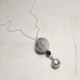 Bola de grossesse quartz rutile argent