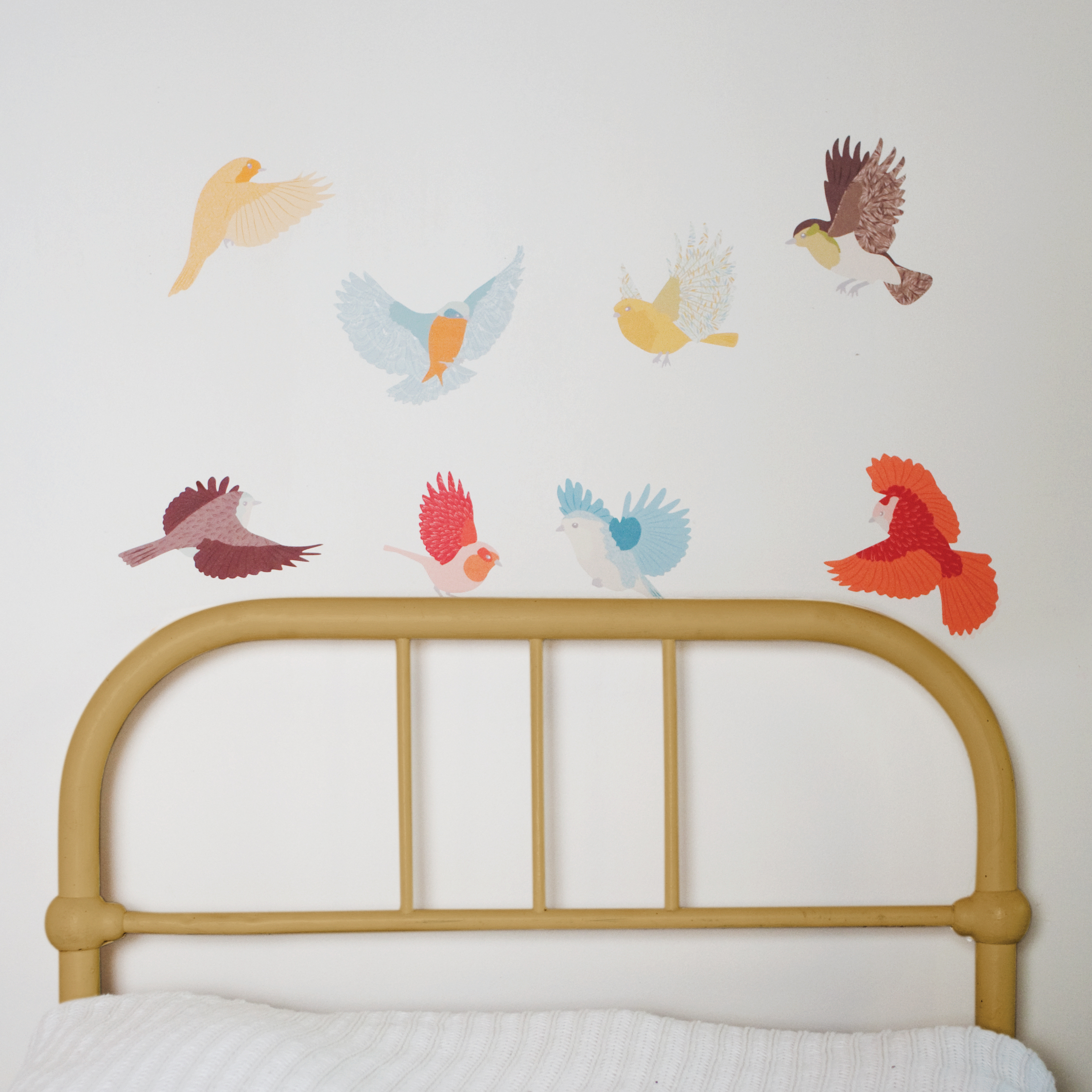 PREMYO Stickers Muraux Enfants Oiseaux Et Fleurs - Autocollants Déco Chambre Bébé - Facile à Poser Et Décoller