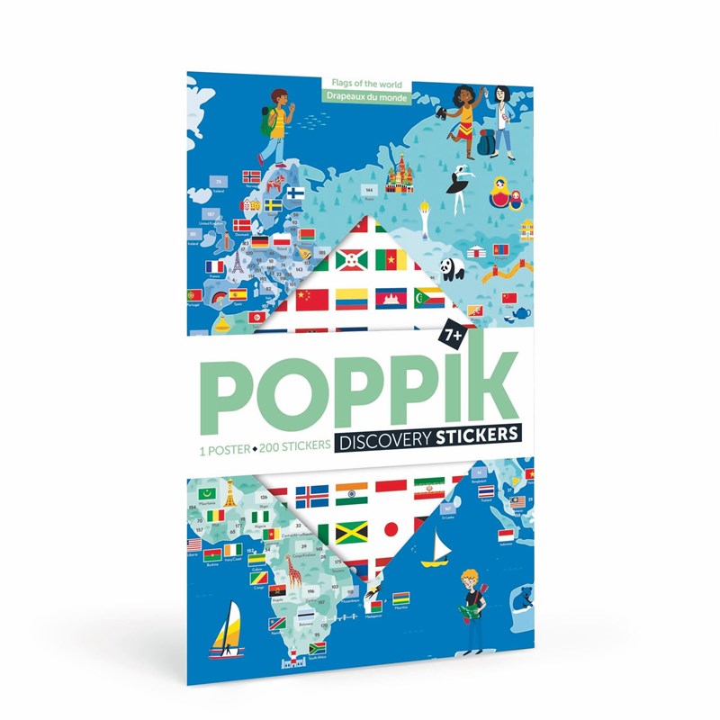 Poppik - Poster en stickers - drapeaux - 7-12 ans