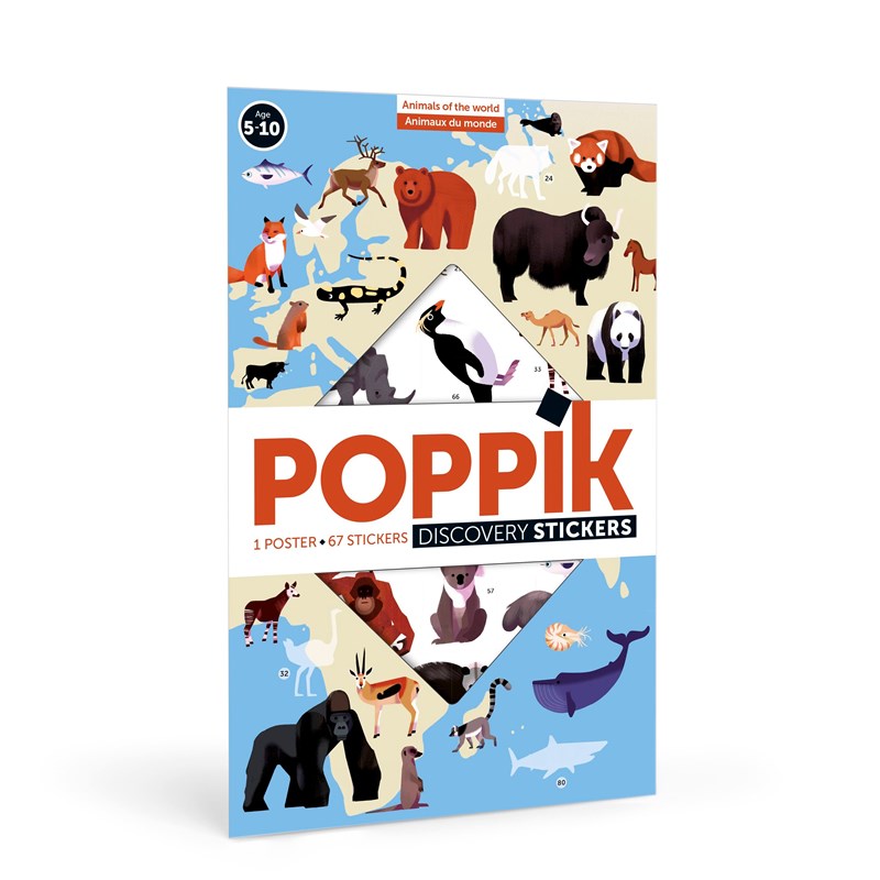 Poppik - Poster en stickers -animaux - 5-10 ans