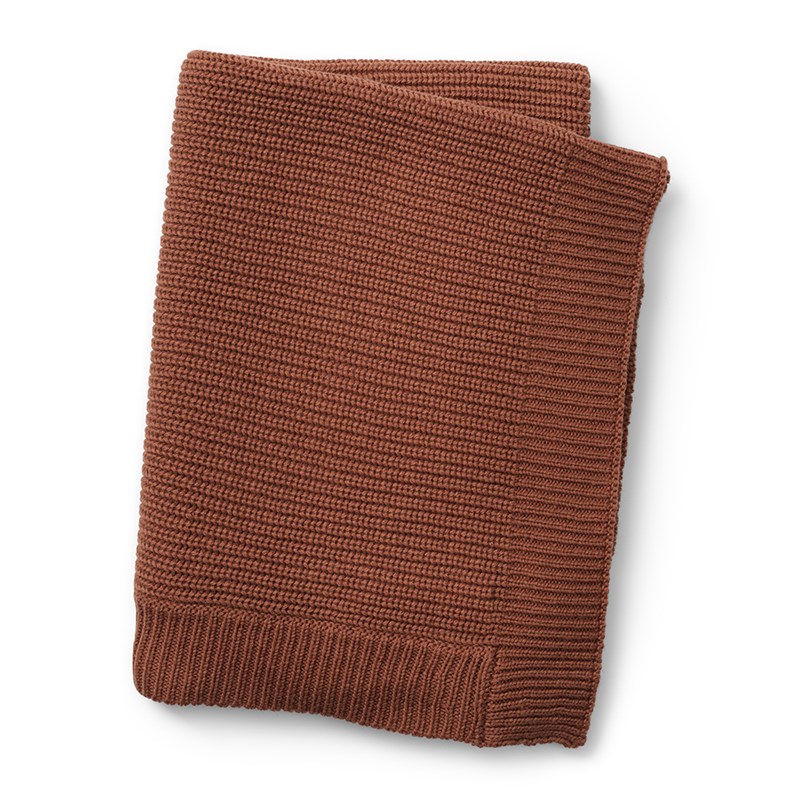 Couverture tricot laine burned clay