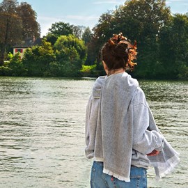 Etole pashmina femme gris foncé