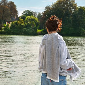 Etole pashmina femme gris foncé