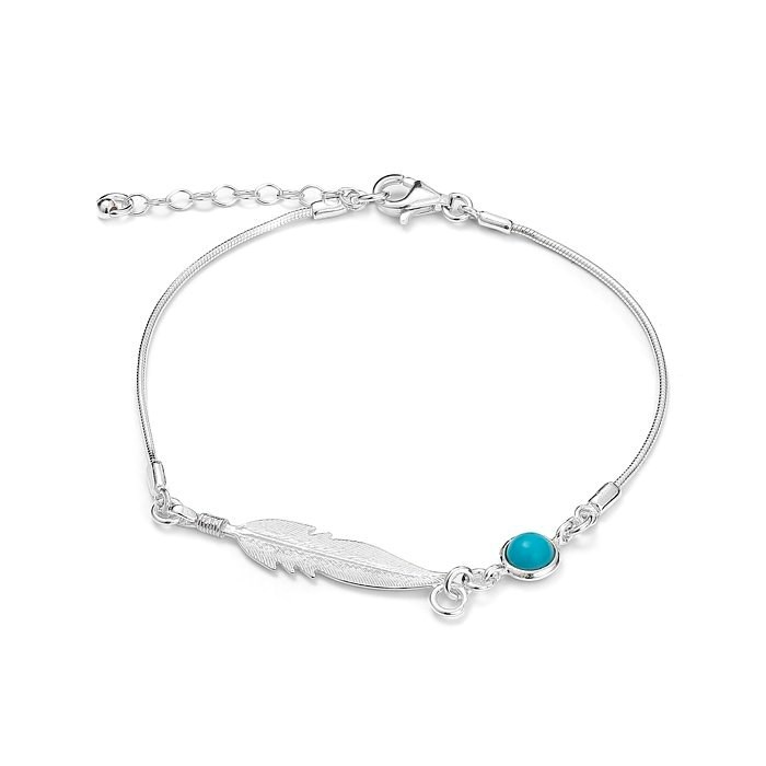 Bracelet plume argent turquoise