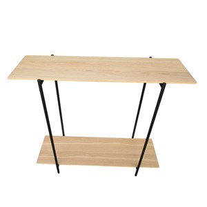Console plaqué chêne et pieds métal