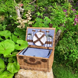 Panier pique-nique marly vichy bleu 4p