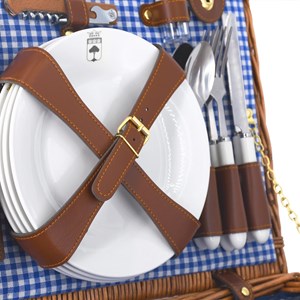 Panier pique-nique marly vichy bleu 4p