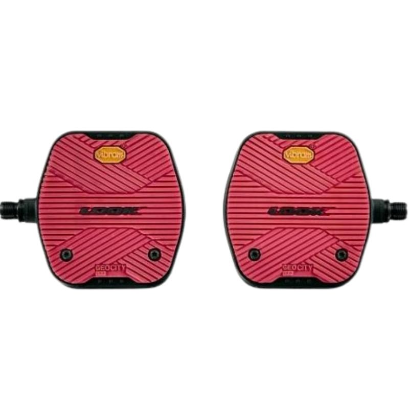 Pédales vélo plates grip vibram - rouge