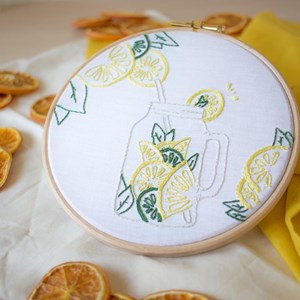 Kit diy broderie - la jarre aux agrumes
