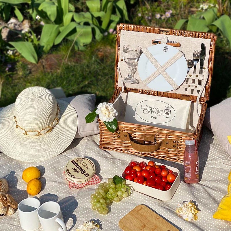 Panier pique-nique solo tissu lin 1p