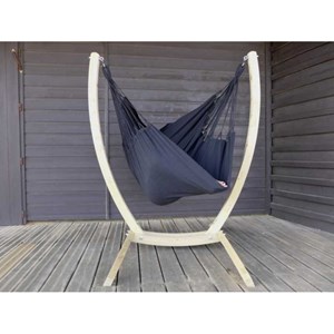 Chaise hamac noir xl avec support bois