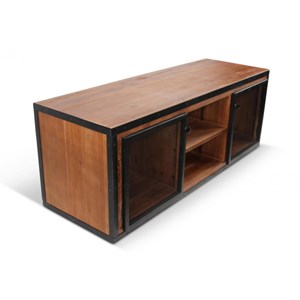 Meuble tv bois-métal marron - eduline