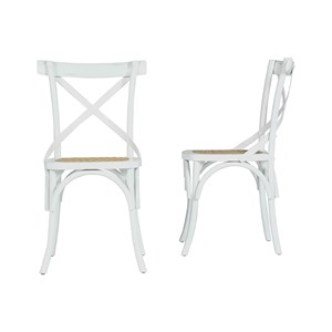 Lot 2 chaises bistrot acajou et rotin