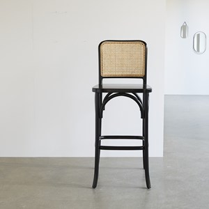 2 tabourets bar bois acajou cannage