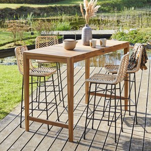 Table haute de jardin teck
