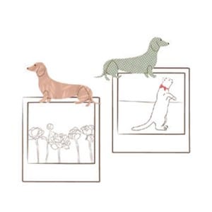 Sticker mural mini chiens saucisses