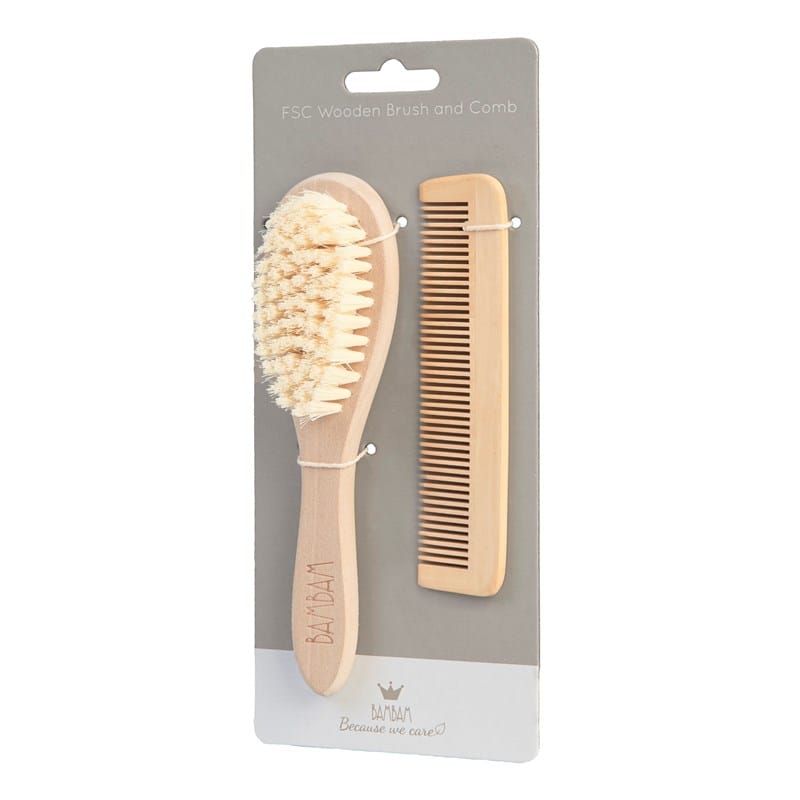 Brosse et peigne en bois (Bambam) - Image 1