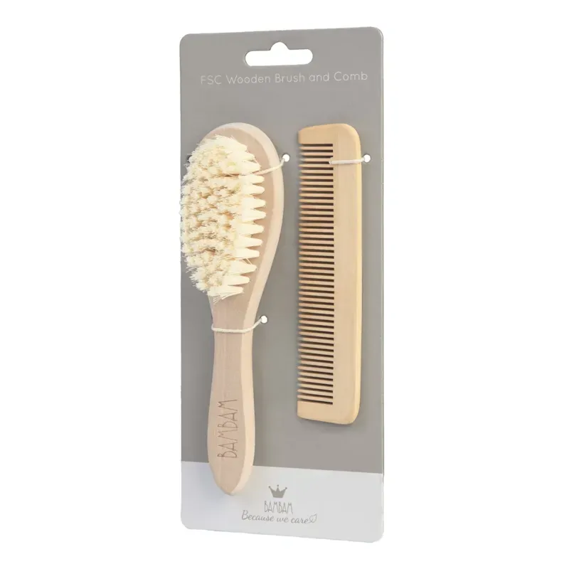 Brosse et peigne en bois (Bambam) - Image 1
