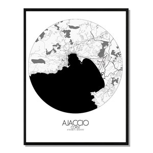 Ajaccio carte ville city map rond