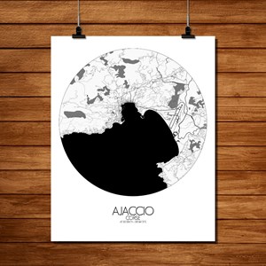 Ajaccio carte ville city map rond
