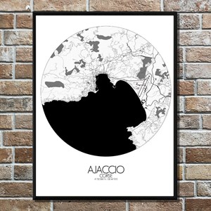 Ajaccio carte ville city map rond