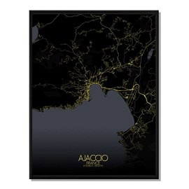 Ajaccio carte ville  city map nuit